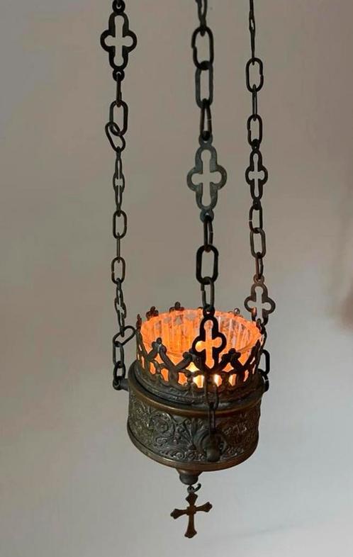 Antiek Tabernakel / gods lamp, Antiek en Kunst, Antiek | Kandelaars, Koper of Brons, Ophalen of Verzenden