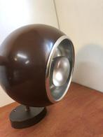 Vintage bruine eyeball spot bol lamp muurlamp wandlamp, Ophalen of Verzenden, Gebruikt, Metaal of Aluminium, Plafondspot of Wandspot