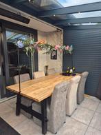 Tafel met 6 stoelen. Kan tot 10 personen op wieltjes, Huis en Inrichting, Tafels | Eettafels, Ophalen, 200 cm of meer, 50 tot 100 cm