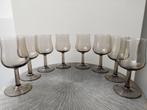 Vintage Retro Wijn glazen Van Rookglas / Set 8 Stuks glas, Huis en Inrichting, Keuken | Servies, Glas of Glazen, Ophalen of Verzenden