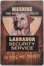 Labrador blond security service reclamebord van metaal deco