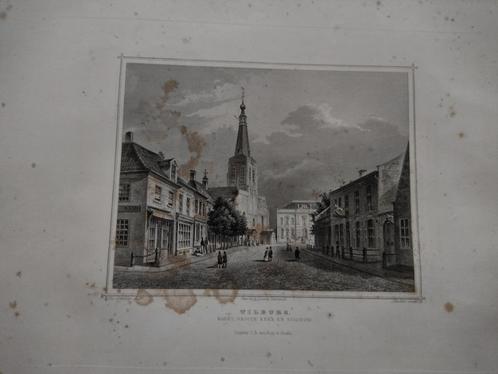 A 097 Tilburg Staalgravure 1860, Antiek en Kunst, Kunst | Etsen en Gravures, Ophalen of Verzenden
