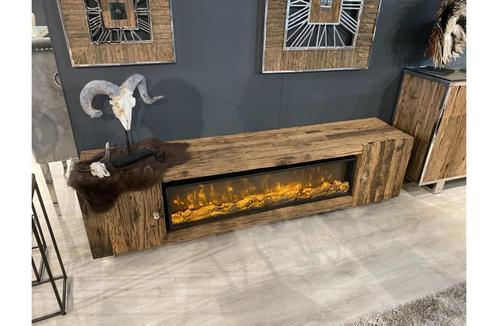 Luxe Custom Made TV-meubel met 3D Elektrische Sfeerhaard, Huis en Inrichting, Haarden, Zo goed als nieuw, Elektrische haard, Ophalen