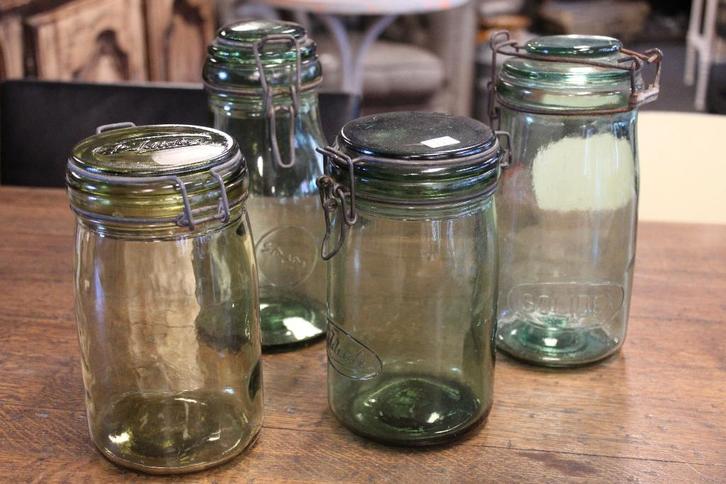 Brocante - Warme oude weckpotten!, Huis en Inrichting, Keuken | Potten en Pannen, Gebruikt, Pot, Bus of Blik, Glas, Ophalen of Verzenden