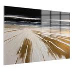 Strandgezicht met goud Glasschilderij 105x70cm + Ophangsyste, Huis en Inrichting, Woonaccessoires | Schilderijen, Tekeningen en Foto's