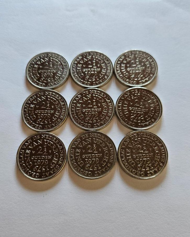 9 Rijksdaalders herdenkingsmunt Unie van Utrecht, 1979, Postzegels en Munten, Munten | Nederland, Losse munt, 2½ gulden, Koningin Juliana