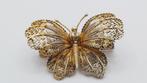 Antieke zilveren broche verguld vlinder, Ophalen of Verzenden, Zilver, Broche, Verguld