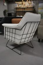 Luxe stoere fauteuil RAZ Jess Design metaal leer wit, Ophalen, Zo goed als nieuw, Metaal, 75 tot 100 cm