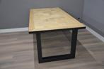 Eiken tafel 200 cm met metalen rand | Afhaalaanbieding, Huis en Inrichting, Tafels | Eettafels, 200 cm of meer, 50 tot 100 cm
