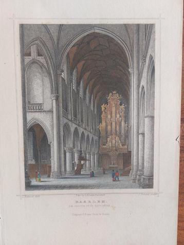 23 / Grote kerk of St. Bavo kerk van binnen Gravure 1858 beschikbaar voor biedingen