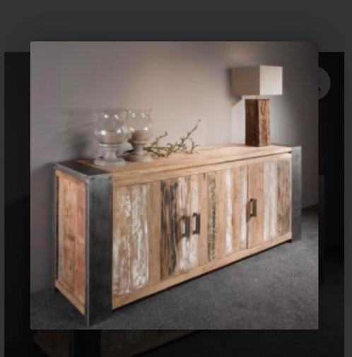 Dressoir novara 3 deurs 210cm teakhout metaal, Huis en Inrichting, Kasten | Dressoirs, Nieuw, 200 cm of meer, 25 tot 50 cm, Met deur(en)