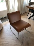 Strakke leren fauteuil., Ophalen, Bruin, Zo goed als nieuw, Metaal