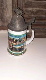 Vintage bierpul met tinnen kanon deksel., Ophalen of Verzenden