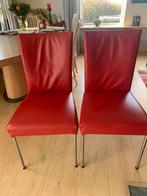 2 Bert Plantagie leren eetkamerstoelen - Rood, Huis en Inrichting, Stoelen, Gebruikt, Twee, Leer, Ophalen of Verzenden