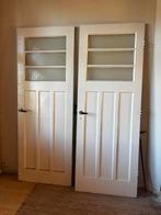 2 Mooie oude paneeldeuren met glas, Doe-het-zelf en Verbouw, Deuren en Horren, Ophalen, Gebruikt, 80 tot 100 cm, Binnendeur