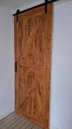 Large sliding door | plywood with pine veneer, 215 cm of meer, Binnendeur, Zo goed als nieuw, Schuifdeur