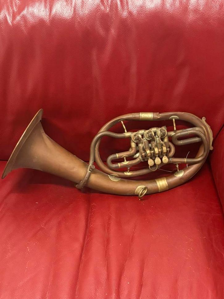 Antieke tenorhoorn / alt-hoorn met rotorkleppen bespeelbaar, Muziek en Instrumenten, Blaasinstrumenten | Hoorns, Zo goed als nieuw
