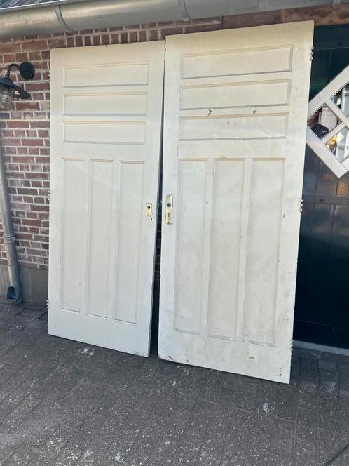 Set Oude Houten Deuren, Doe-het-zelf en Verbouw, Deuren en Horren, Gebruikt, Buitendeur, 200 tot 215 cm, 80 tot 100 cm, Hout, Ophalen