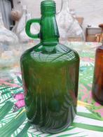 Groene glazen fles met handvat - 2 liter, Antiek en Kunst, Ophalen of Verzenden