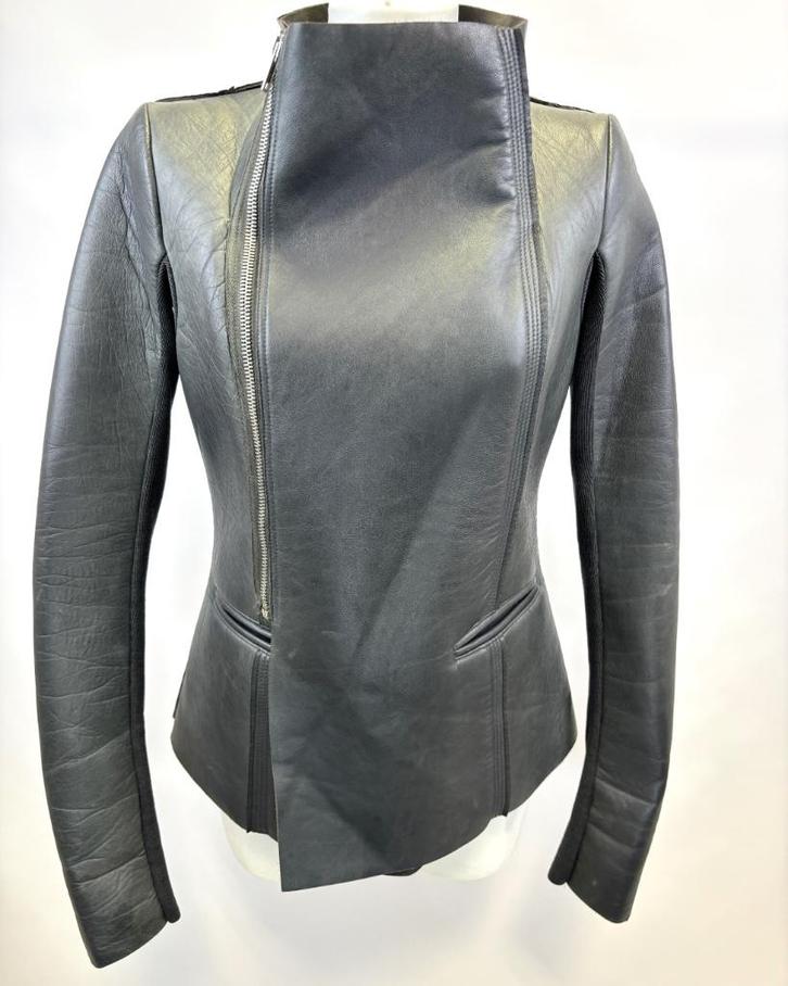 RICK OWENS grijs leer jas  MAAT 38/40, Kleding | Dames, Jassen | Winter, Zo goed als nieuw, Maat 38/40 (M), Grijs, Ophalen of Verzenden