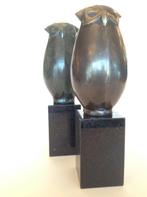 Bolle uil met sokkel echt brons Geschikt voor buiten., Ophalen of Verzenden