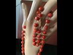 Antieke ketting collier Bloedkoraal gouden slot 14 k, Verzenden, Zo goed als nieuw, Rood, Goud