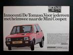 Oude reclame / Advertentie INNOCENTI De Tomaso, Ophalen of Verzenden, Gelezen, Overige merken