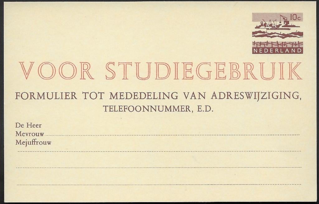 Adreswijziging 34 kosteloos voor studiegebruik., Ophalen of Verzenden, Briefkaart