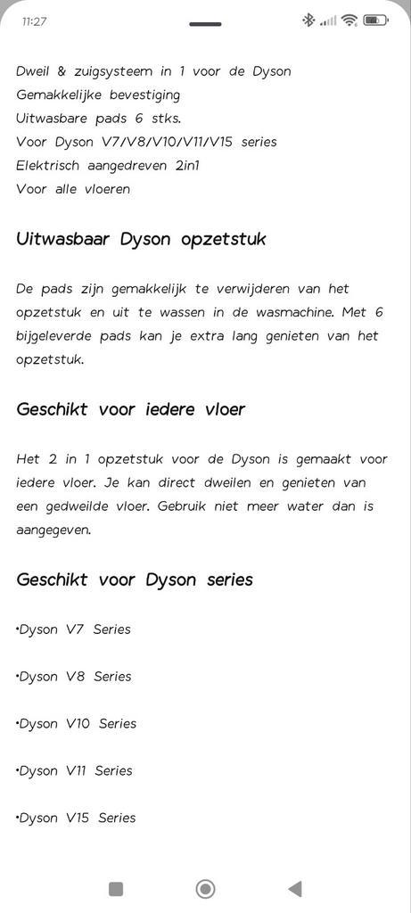 Dyson Dweil Opzetstuk - 2-in-1, Witgoed en Apparatuur, Stofzuigers, Nieuw, Overige typen, Minder dan 1200 watt, Ophalen of Verzenden