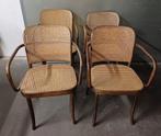 4 FMG Thonet stoelen & armleuning, Ophalen, Riet of Rotan, Gebruikt, Bruin