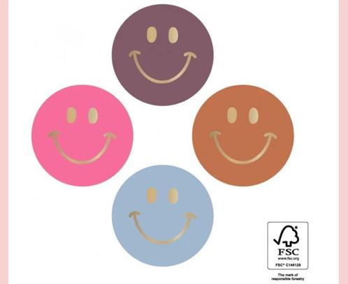 Sluitstickers smiley mini gold faded per 4 stickers, Hobby en Vrije tijd, Stickers en Plaatjes, Nieuw, Sticker, Ophalen of Verzenden