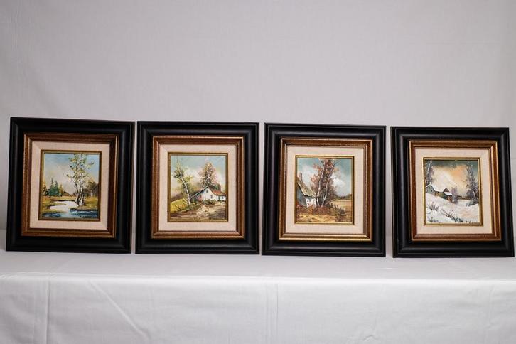 4 schilderijen ‘De 4 seizoenen’ van N.Verheyden, Antiek en Kunst, Kunst | Schilderijen | Klassiek, Ophalen