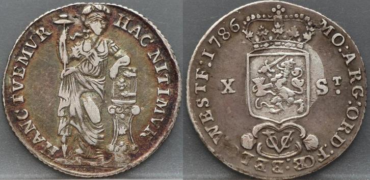 X Stuiver 1786 West Friesland VOC - 10 Stuiver 1786, Postzegels en Munten, Munten | Nederland, Losse munt, Overige waardes, Vóór koninkrijk