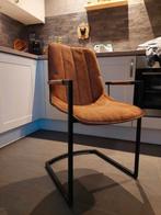 4 eetkamerstoelen met slede-voet en leuning, Huis en Inrichting, Stoelen, Ophalen, Gebruikt, Zwart, Vier