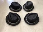 4x zwarte gangster hoed hoedje gangsterhoed maffia, Ophalen of Verzenden, Zo goed als nieuw, Overige maten