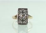 Antieke gouden ring met grote roosdiamant Art Deco, Sieraden, Tassen en Uiterlijk, Antieke sieraden, Ophalen of Verzenden, Goud