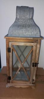 hout/zinken kandelaar Intratuin, Huis en Inrichting, Woonaccessoires | Kandelaars en Kaarsen, Gebruikt, Ophalen of Verzenden, Kandelaar