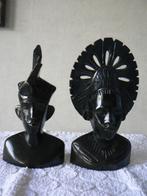 2 Beeldjes man en vrouw hout 15-16 cm hoog Indonesie Java, Ophalen of Verzenden
