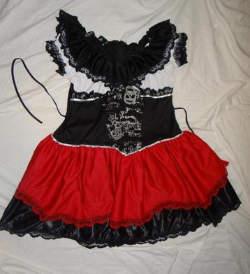 Leuk rood/wit/zwart PIRAAT/ZEEROVER jurk (verzenden of ophal beschikbaar voor biedingen