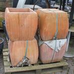 Vierkante terracotta bloempotten (set van 3) terras tuin, Tuin en Terras, Bloempotten, Ophalen, Tuin, Vierkant, Zo goed als nieuw