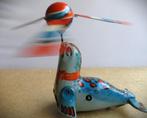 Blik Speelgoed antiek~Zeehond Circus en Vogel + sleutel, Antiek en Kunst, Ophalen of Verzenden