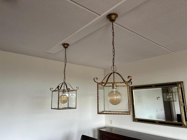 Lamp eettafel, Huis en Inrichting, Lampen | Hanglampen, Minder dan 50 cm, Glas, Metaal, Ophalen