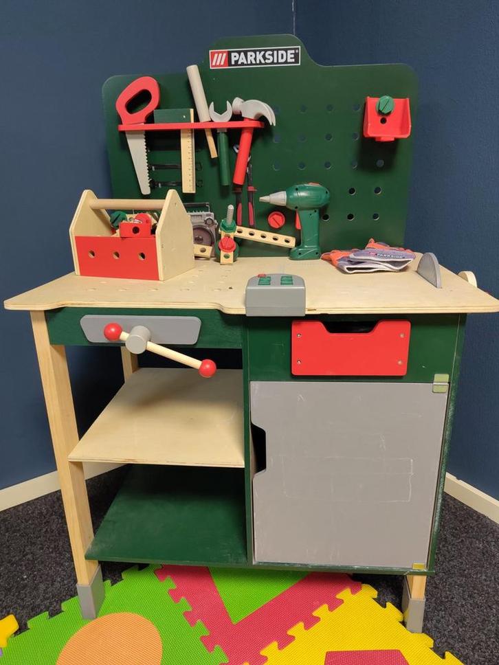 Houten Werkbank Speelgoed + Accessoires, Kinderen en Baby's, Speelgoed | Speeltafels, Gebruikt, Ophalen of Verzenden