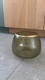 Groene vaas met gouden rand, Huis en Inrichting, Woonaccessoires | Vazen, Ophalen, Minder dan 50 cm, Groen, Glas