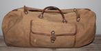 SALE Antieke Franse canvas tas met lederen accenten, Ophalen of Verzenden