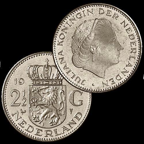 rijksdaalder 1967 / 1980 juliana, Postzegels en Munten, Munten | Nederland, Losse munt, 2½ gulden, Koningin Juliana, Ophalen of Verzenden