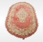 Handmade Aubusson pink roses ovaal tapijt wol 126x210cm, Huis en Inrichting, Stoffering | Tapijten en Kleden, Gebruikt, 100 tot 150 cm