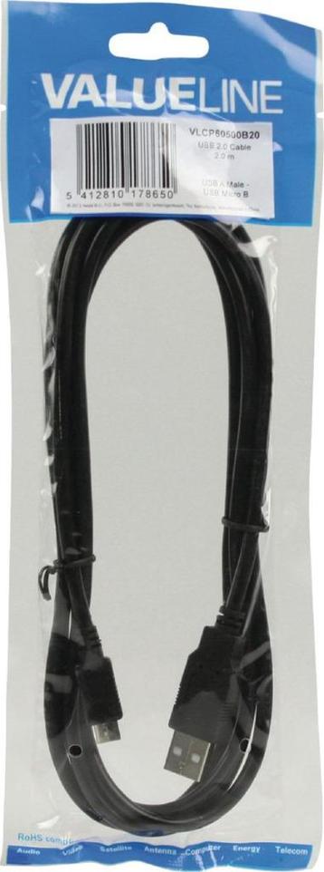 Valueline USB 2.0 A Male naar USB 2.0 Micro Male - 2 meter beschikbaar voor biedingen