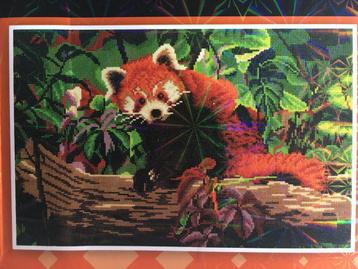 NIEUW diamond painting 60x40 cm Rode Panda op stronk AVEC beschikbaar voor biedingen