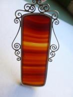 Antieke Zilveren Hanger met Agaat / 8 cm lengte, Verzenden, Zilver, Hanger, Met edelsteen
